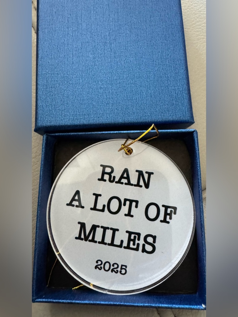 Ran A Lot Of Miles 2025 Round Ornament - White & Black